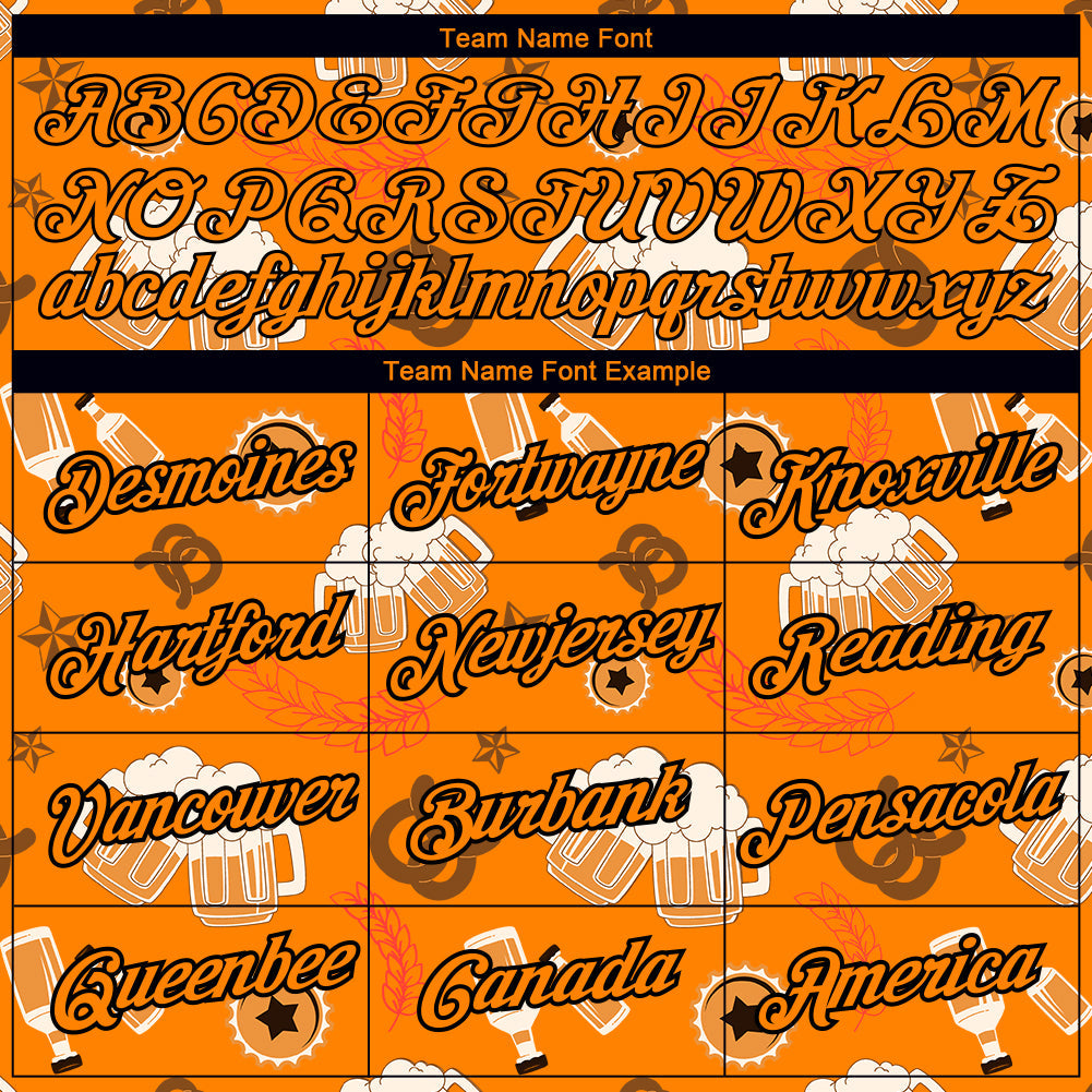 Custom Bay Orange Black 3D Pattern Design Oktoberfest Beer Festival Performance T-Shirt view 3