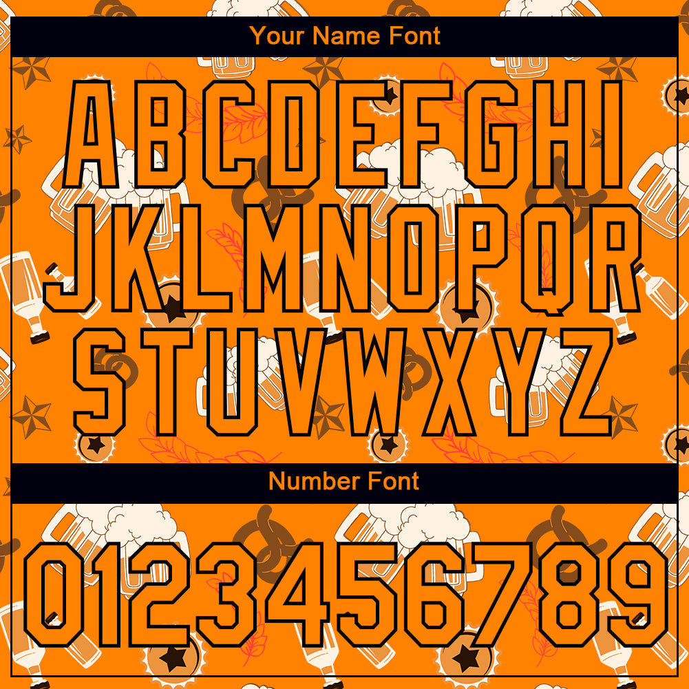 Custom Bay Orange Black 3D Pattern Design Oktoberfest Beer Festival Performance T-Shirt view 4
