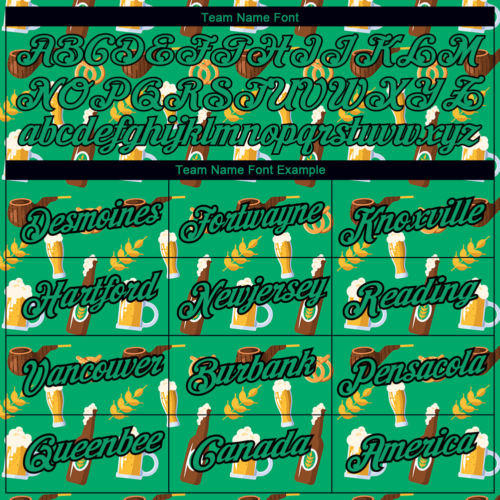 Custom Grass Green Black 3D Pattern Design Oktoberfest Beer Festival Performance T-Shirt view 3