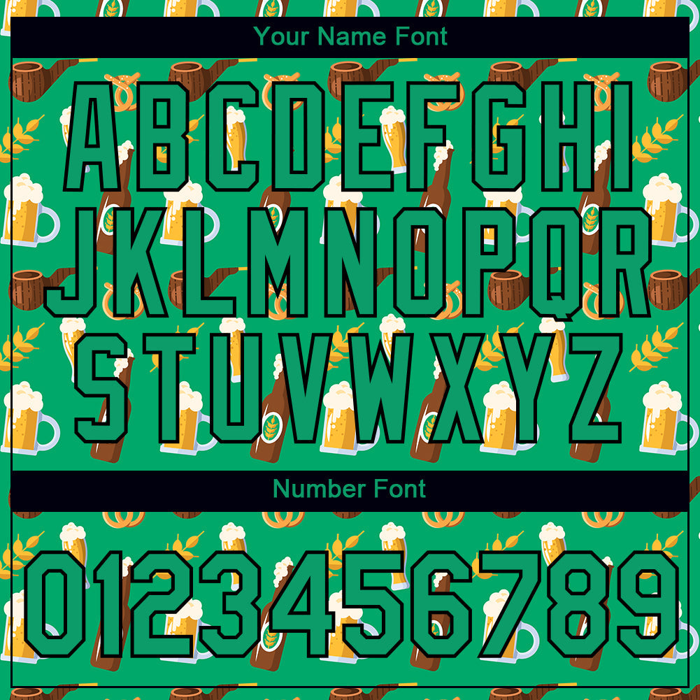 Custom Grass Green Black 3D Pattern Design Oktoberfest Beer Festival Performance T-Shirt view 4
