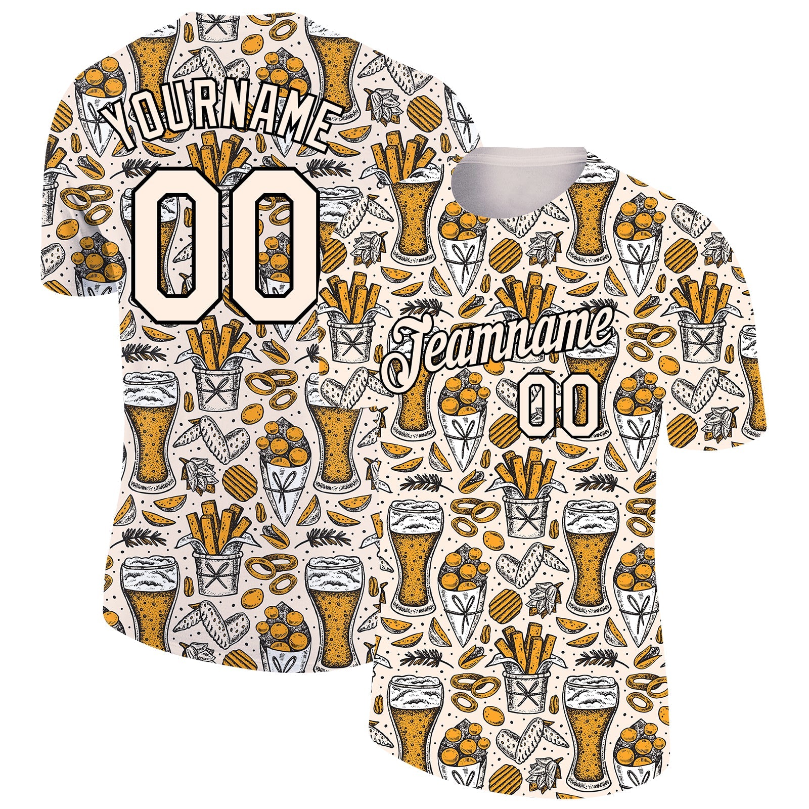 Custom Cream Black 3D Pattern Design Oktoberfest Beer Festival Performance T-Shirt - Main View