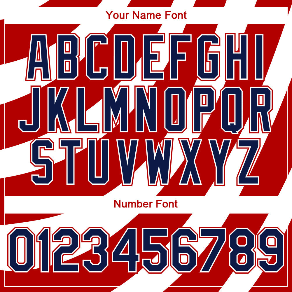 Custom White Navy-Red 3D American Flag Authentic Baseball Jersey view 5