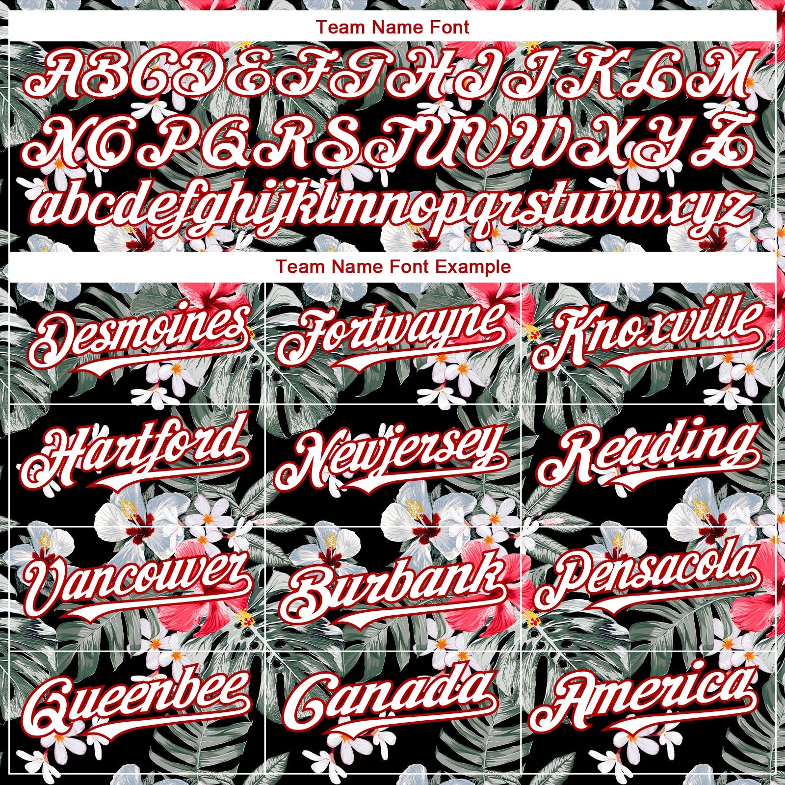 Custom Black White-Red 3D Pattern Design Tropical Hawaii Plant Authentic Baseball Jersey view 4