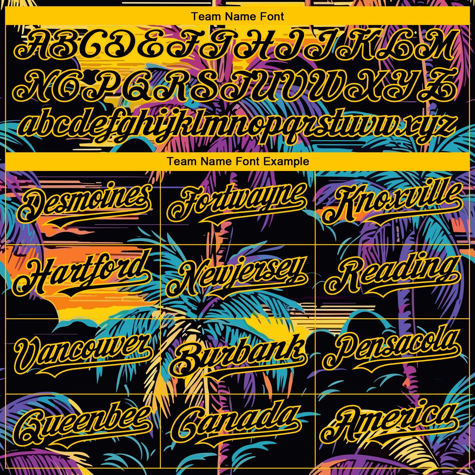 Custom Black Yellow 3D Pattern Design Tropical Hawaii Palms Trees Authentic Baseball Jersey view 4