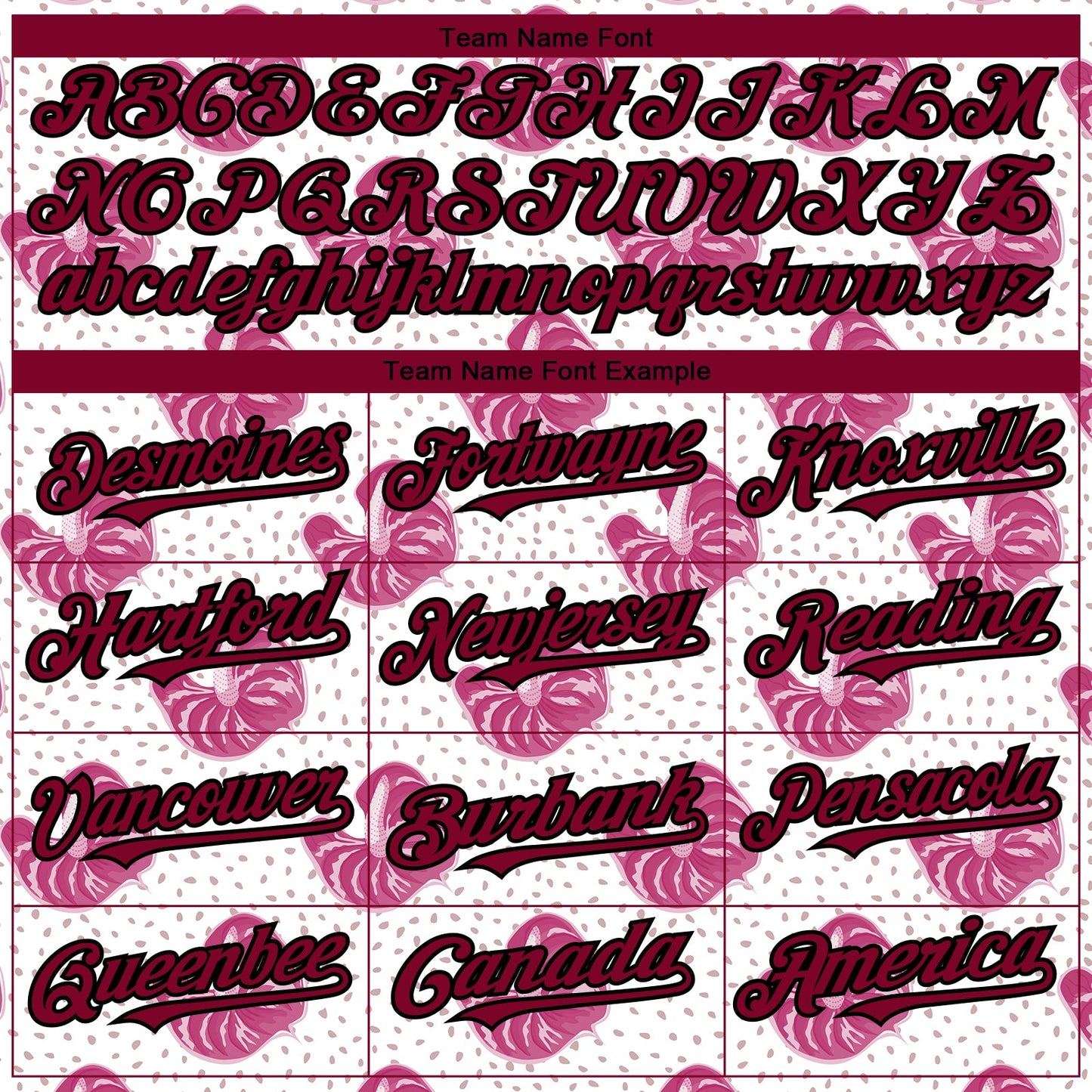 Custom White Maroon-Black 3D Pattern Design Tropical Anthurium Flower Authentic Baseball Jersey view 4