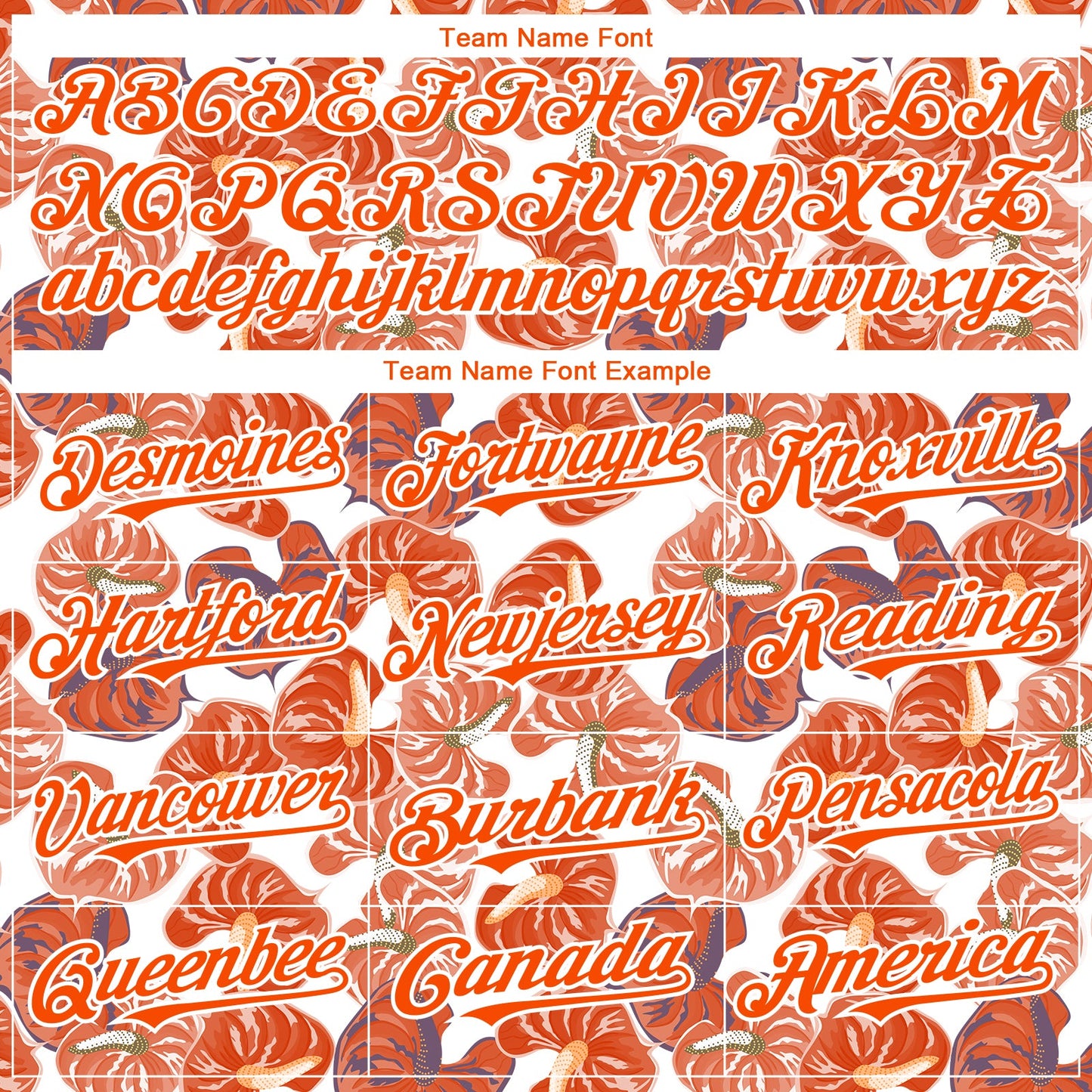 Custom White Orange 3D Pattern Design Tropical Anthurium Flower Authentic Baseball Jersey view 4