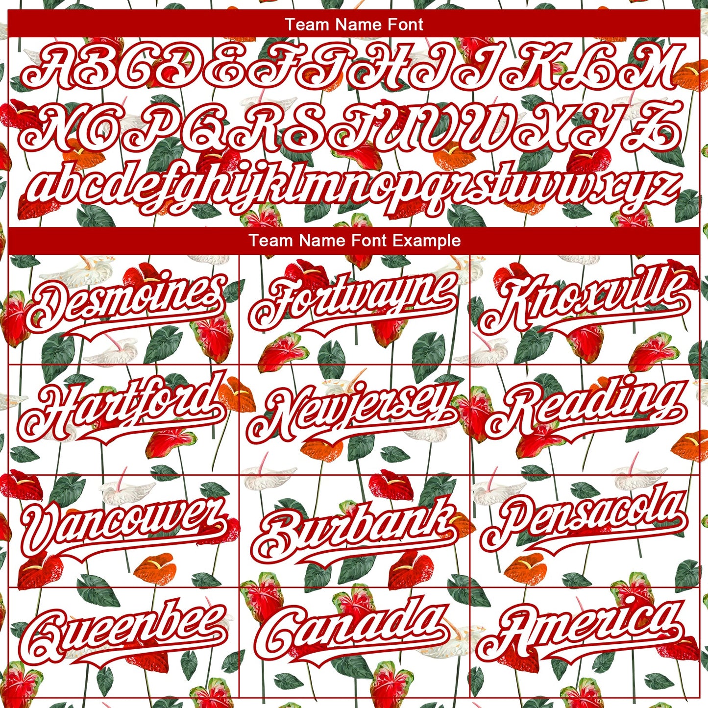 Custom White Red 3D Pattern Design Tropical Anthurium Flower Authentic Baseball Jersey view 4