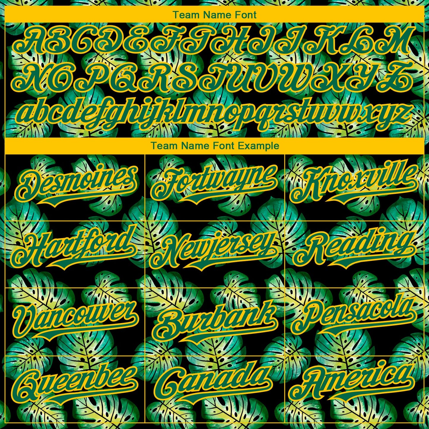 Custom Black Kelly Green-Gold 3D Pattern Design Tropical Monstera Authentic Baseball Jersey view 4