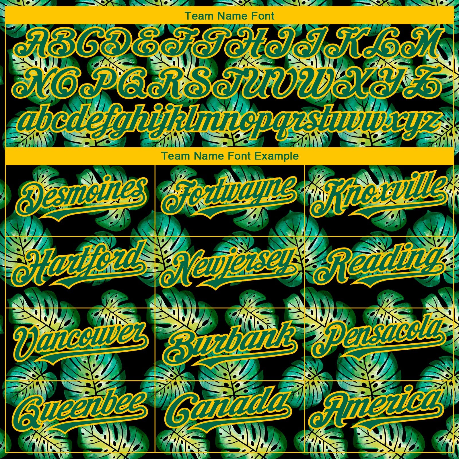 Custom Black Kelly Green-Gold 3D Pattern Design Tropical Monstera Authentic Baseball Jersey view 4
