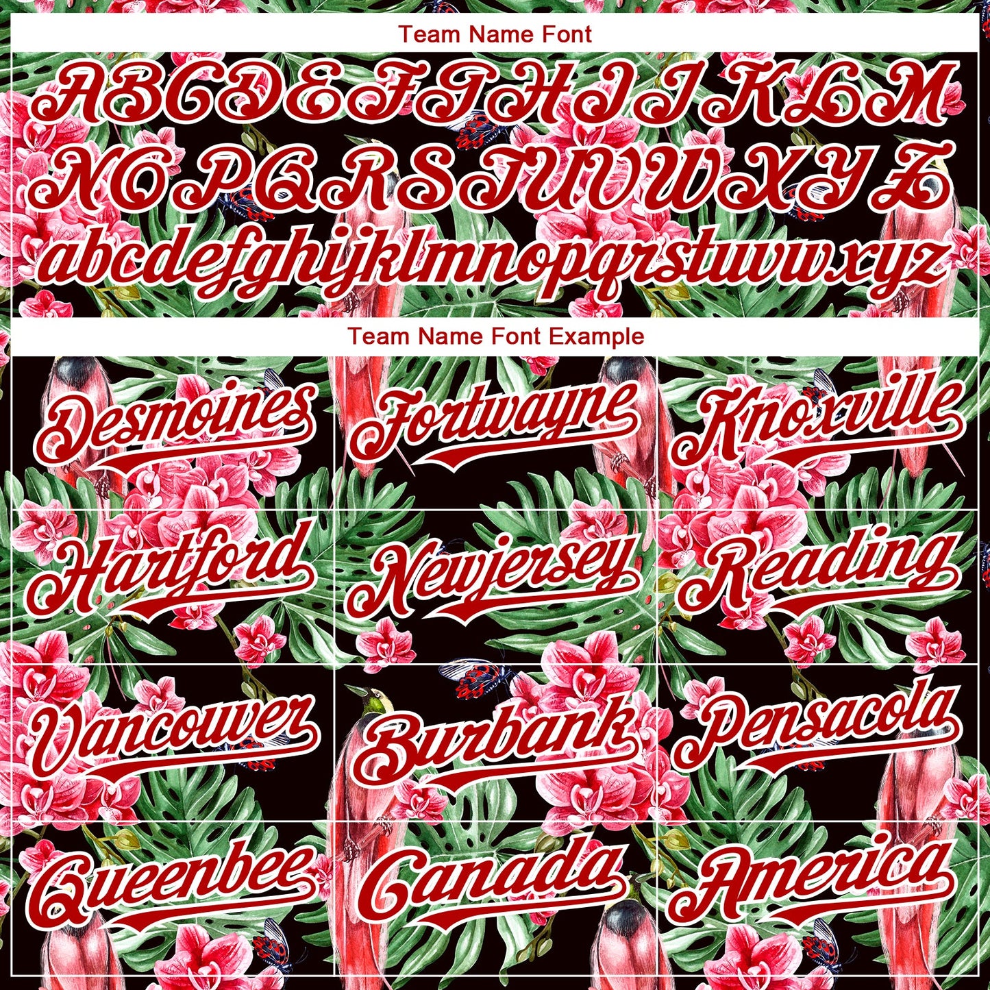 Custom Black Red-White 3D Pattern Design Tropical Plant And Bird Authentic Baseball Jersey view 4