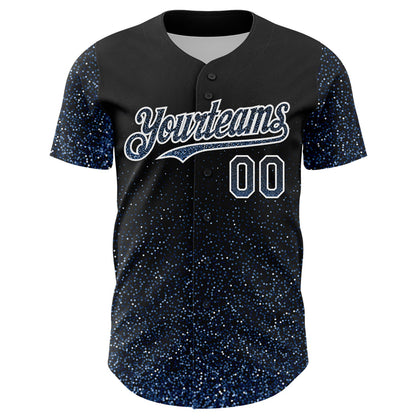 Custom Black Light Blue-White 3D Pattern Design Abstract Colorful Glittering Dot Authentic Baseball Jersey view 2