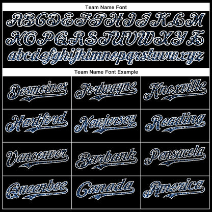 Custom Black Light Blue-White 3D Pattern Design Abstract Colorful Glittering Dot Authentic Baseball Jersey view 4