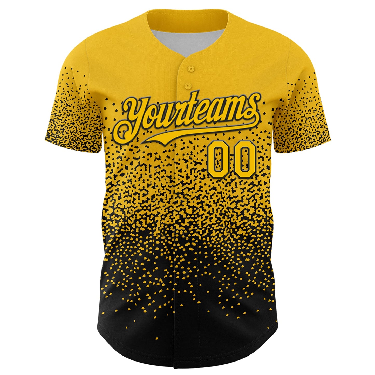 Custom Yellow Black 3D Pattern Design Gradient Style Irregular Shape Authentic Baseball Jersey view 2