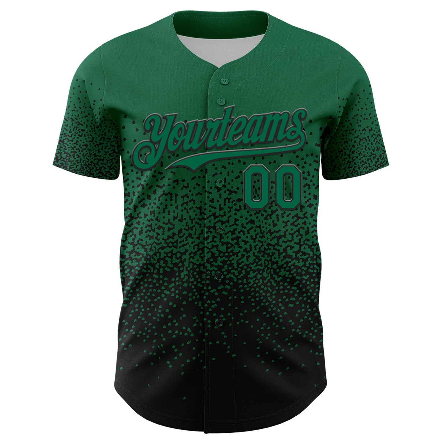 Custom Kelly Green Black 3D Pattern Design Gradient Style Irregular Shape Authentic Baseball Jersey view 2