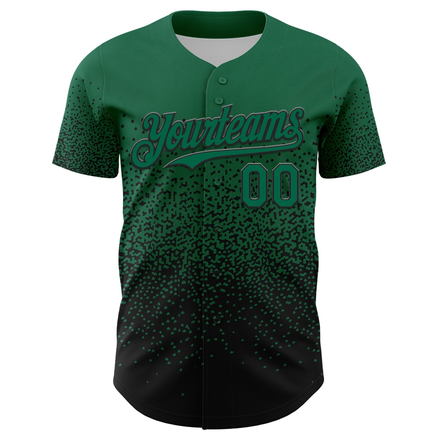 Custom Kelly Green Black 3D Pattern Design Gradient Style Irregular Shape Authentic Baseball Jersey view 2
