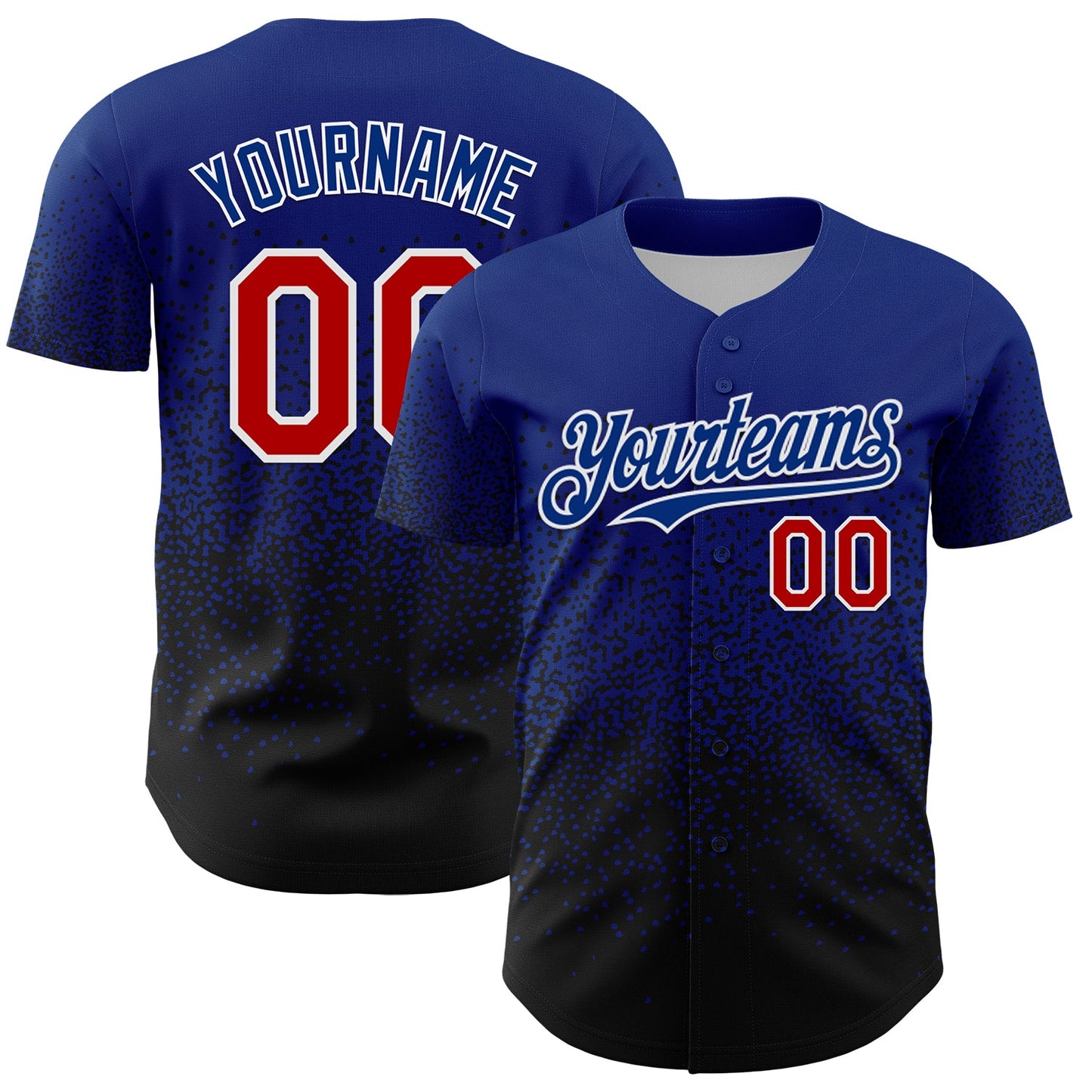 Custom Royal Red-Black 3D Pattern Design Gradient Style Irregular Shape Authentic Baseball Jersey - Main View
