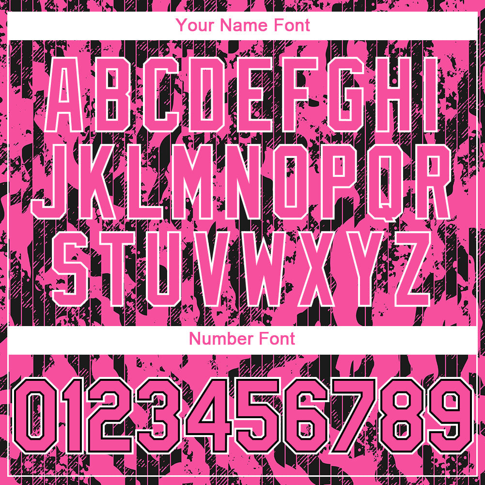 Custom Pink Black-White 3D Pattern Design Abstract Fluid Authentic Baseball Jersey view 5