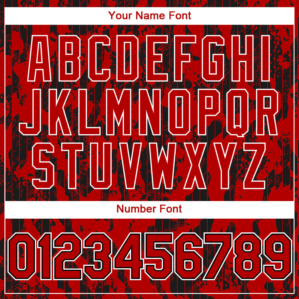 Custom Red Black-White 3D Pattern Design Abstract Fluid Authentic Baseball Jersey view 5