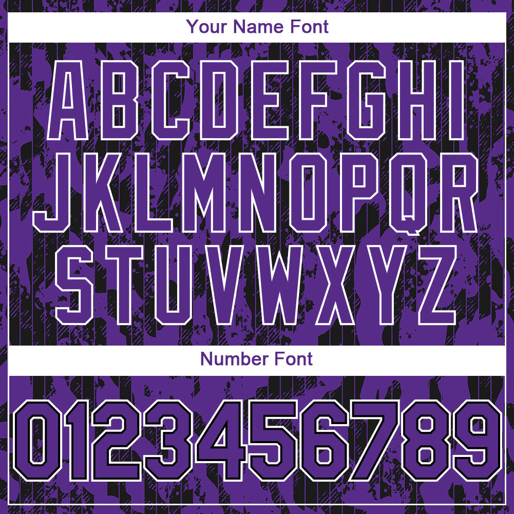 Custom Purple Black-White 3D Pattern Design Abstract Fluid Authentic Baseball Jersey view 5