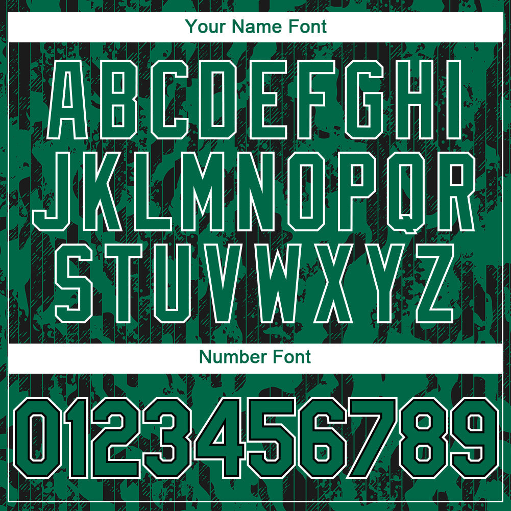 Custom Kelly Green Black-White 3D Pattern Design Abstract Fluid Authentic Baseball Jersey view 5