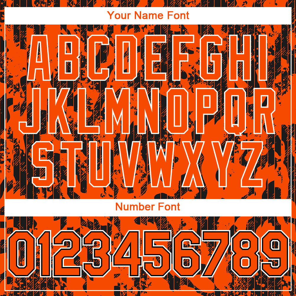 Custom Orange Black-White 3D Pattern Design Abstract Fluid Authentic Baseball Jersey view 5