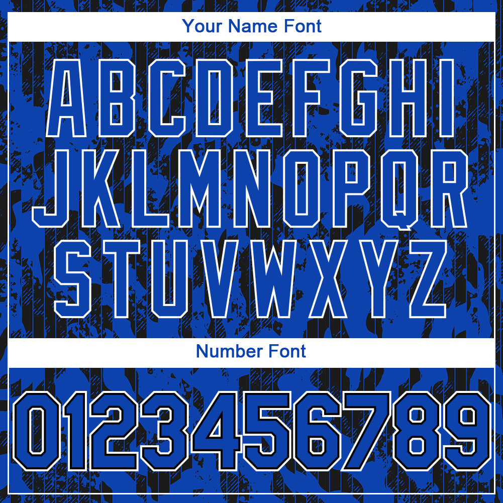 Custom Thunder Blue Black-White 3D Pattern Design Abstract Fluid Authentic Baseball Jersey view 5