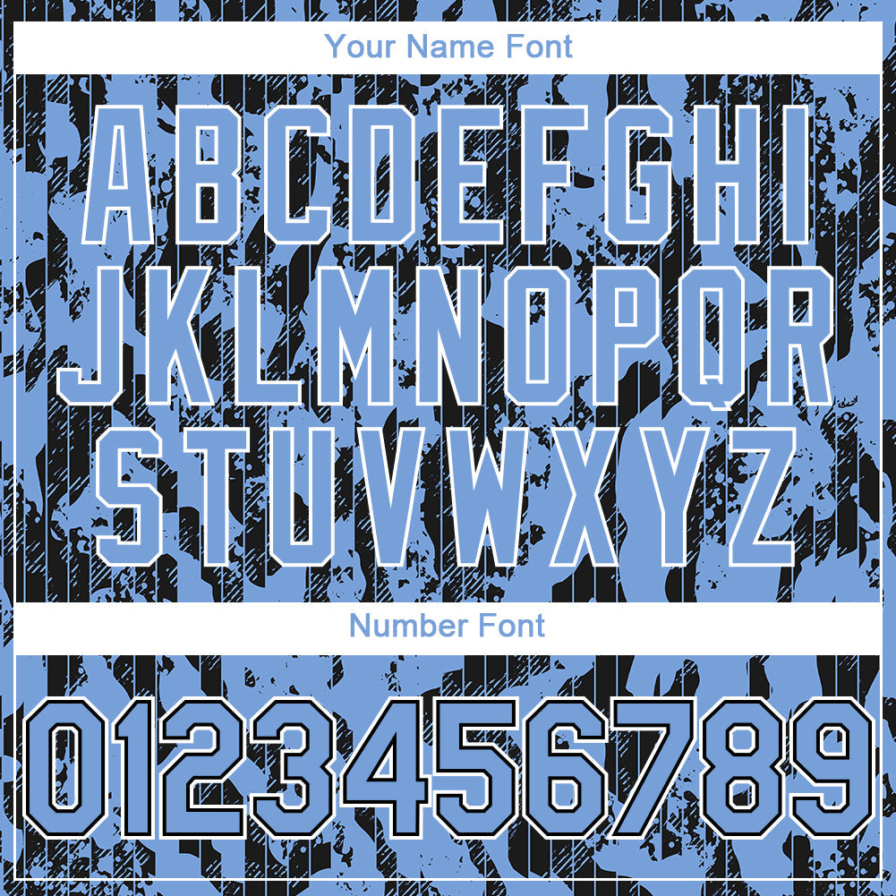 Custom Light Blue Black-White 3D Pattern Design Abstract Fluid Authentic Baseball Jersey view 5