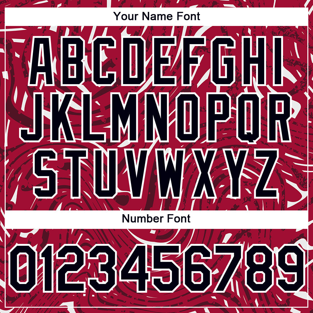 Custom Crimson Black-White 3D Pattern Design Abstract Fluid Authentic Baseball Jersey view 5