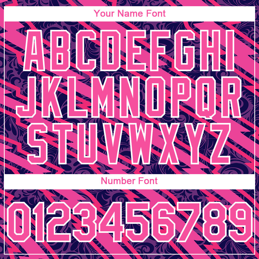 Custom Purple Pink-White 3D Pattern Design Zigzag Authentic Baseball Jersey view 5