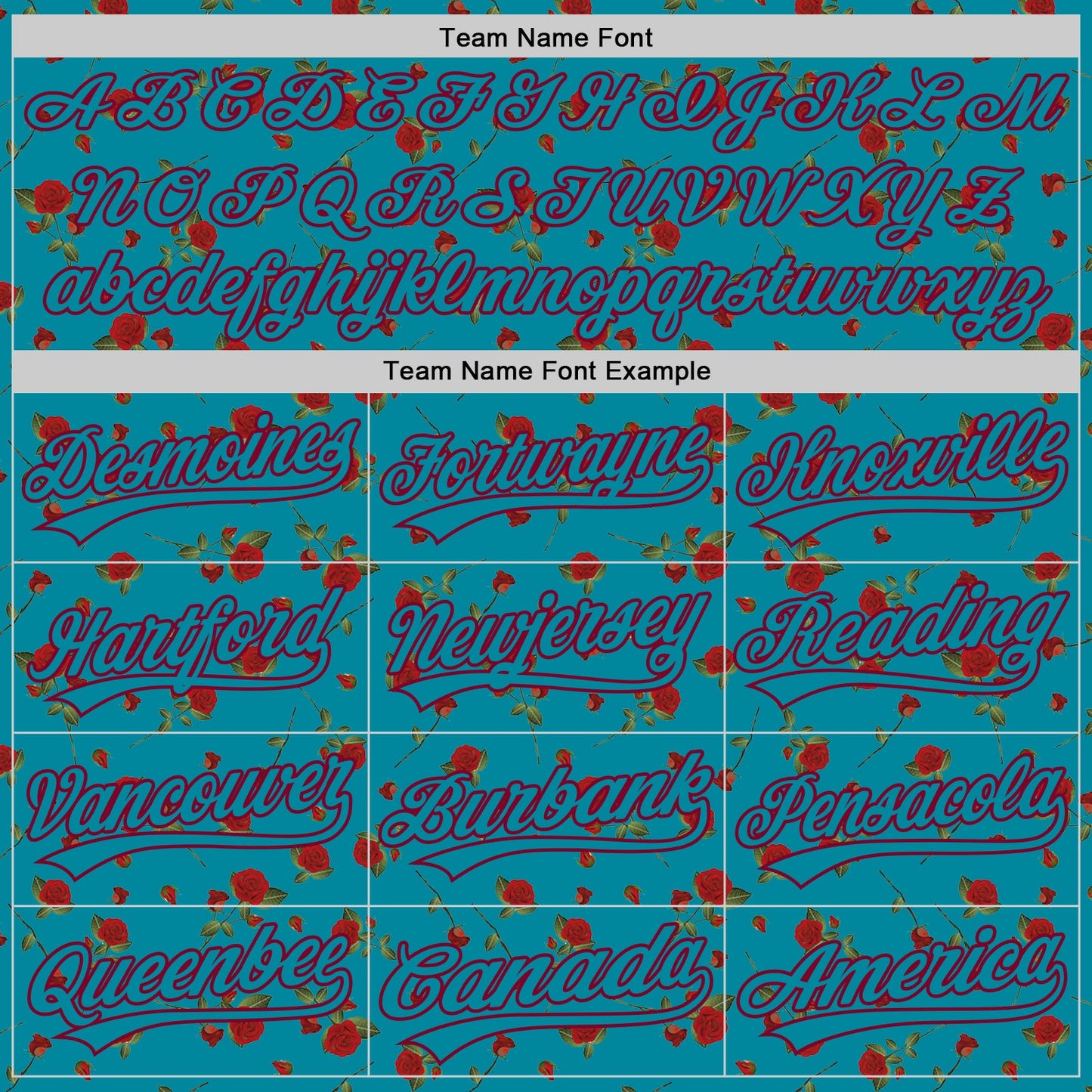 Custom Teal Maroon 3D Pattern Design Gothic Style Rose Authentic Baseball Jersey view 4