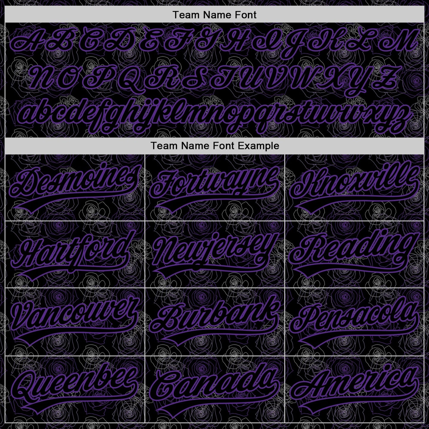 Custom Black Purple 3D Pattern Design Gothic Style Rose Authentic Baseball Jersey view 4