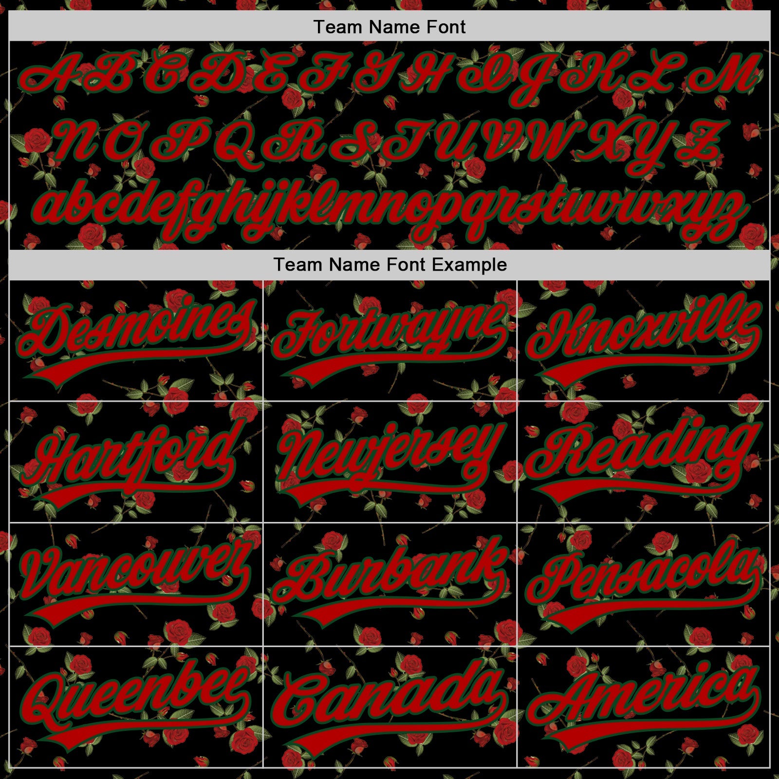 Custom Black Red-Green 3D Pattern Design Gothic Style Rose Authentic Baseball Jersey view 4