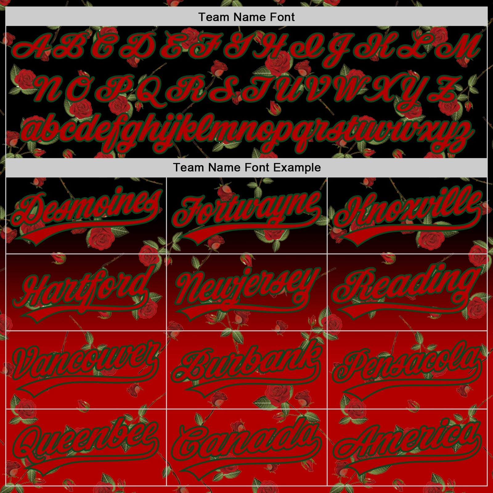 Custom Black Red-Green 3D Pattern Design Gothic Style Rose Authentic Baseball Jersey view 4