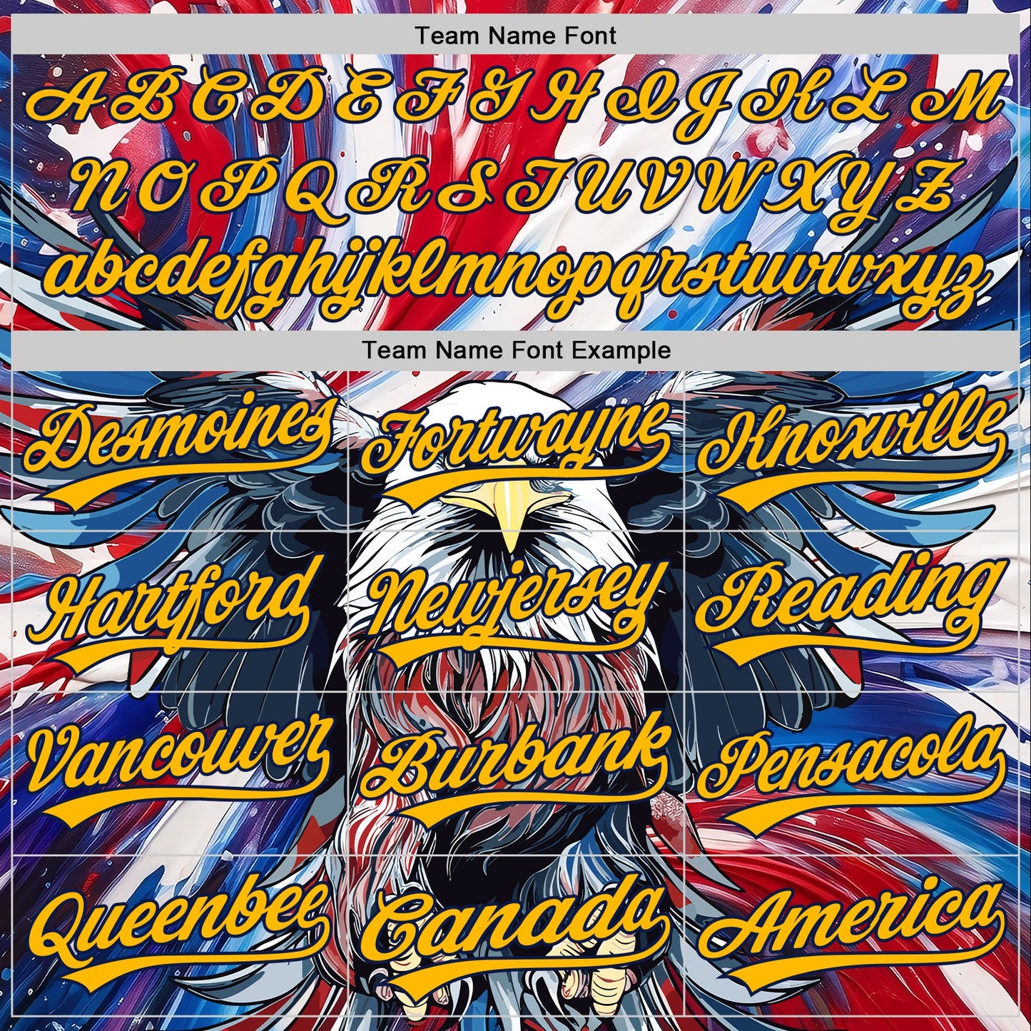 Custom Red Gold-Navy 3D American Flag Eagle And Star Authentic Baseball Jersey view 4