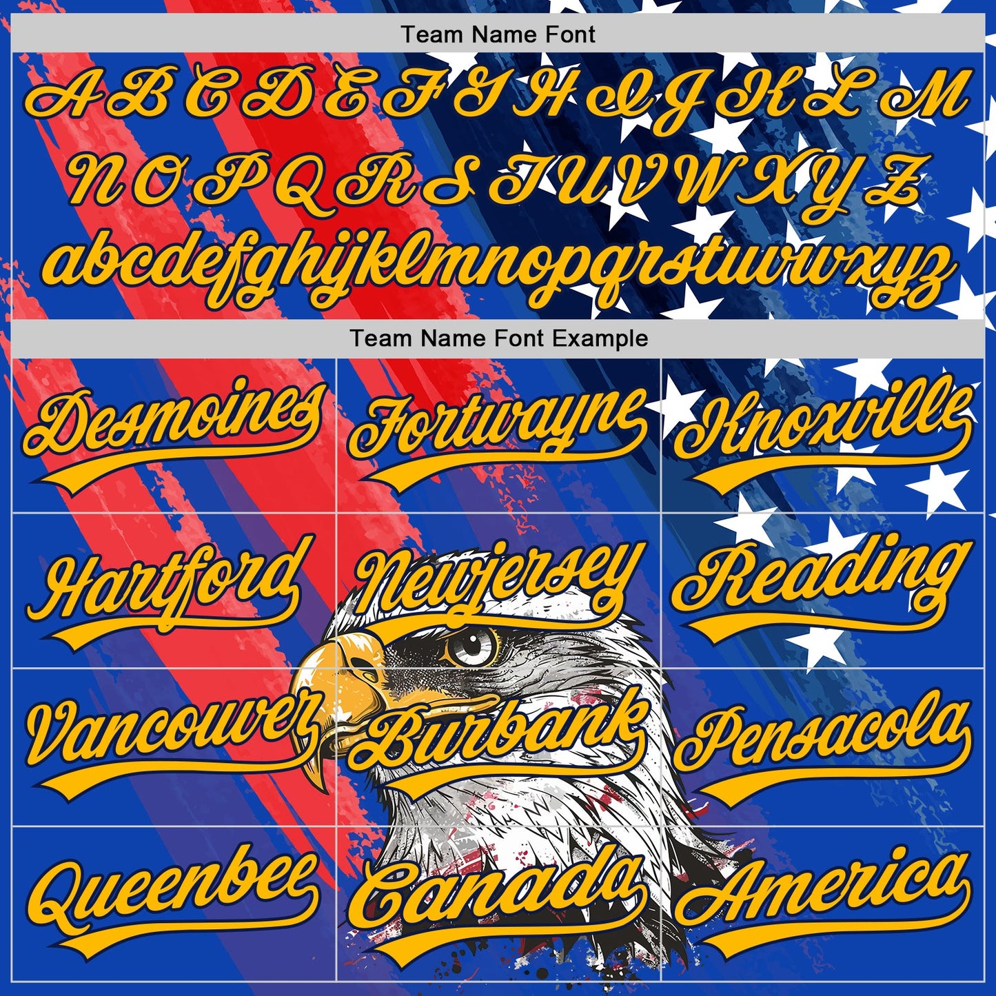Custom Royal Gold Navy-Red 3D American Flag Eagle And Star Authentic Baseball Jersey view 4