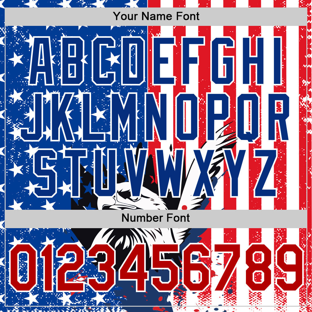 Custom White Red-Royal 3D American Flag Eagle And Star Authentic Baseball Jersey view 5