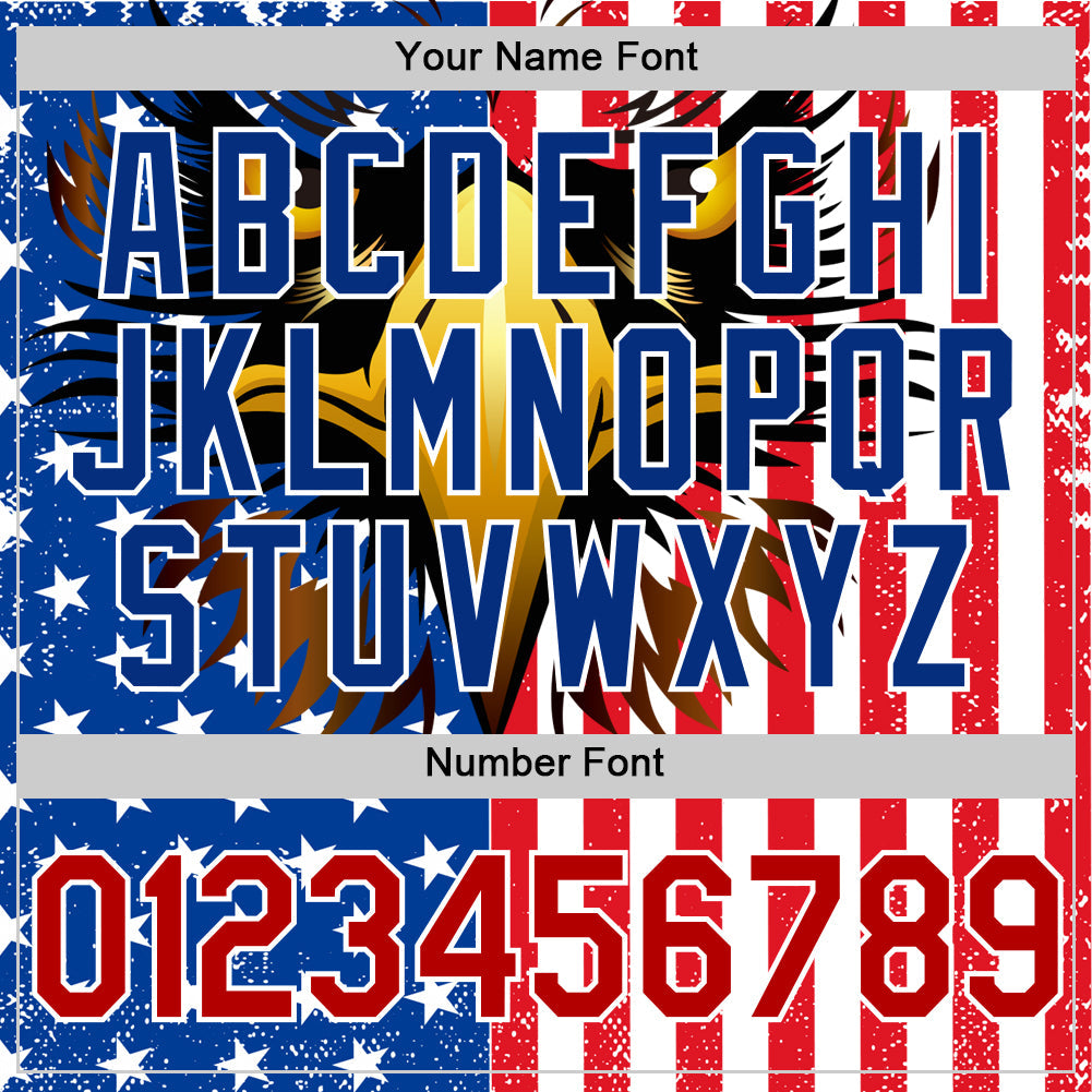 Custom White Red-Royal 3D American Flag Eagle And Star Authentic Baseball Jersey view 5