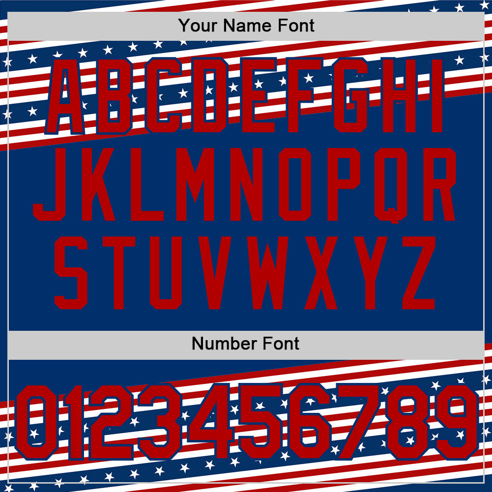 Custom US Navy Blue Red 3D American Flag And Star Authentic Baseball Jersey view 5