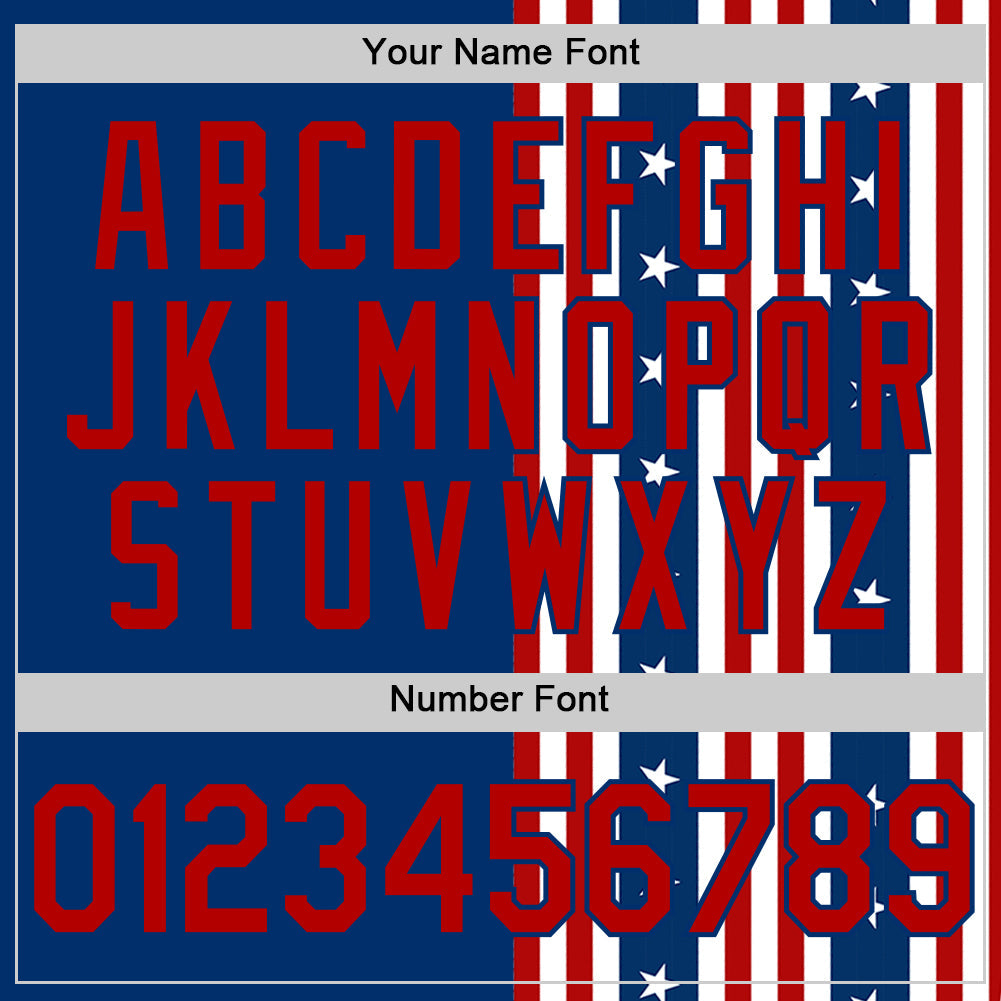 Custom US Navy Blue Red 3D American Flag And Star Authentic Baseball Jersey view 5