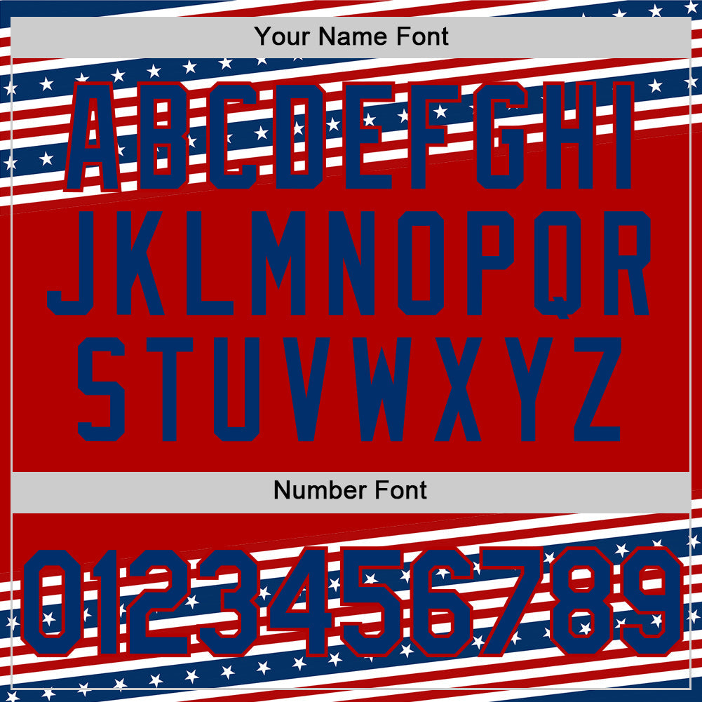 Custom Red US Navy Blue 3D American Flag And Star Authentic Baseball Jersey view 5