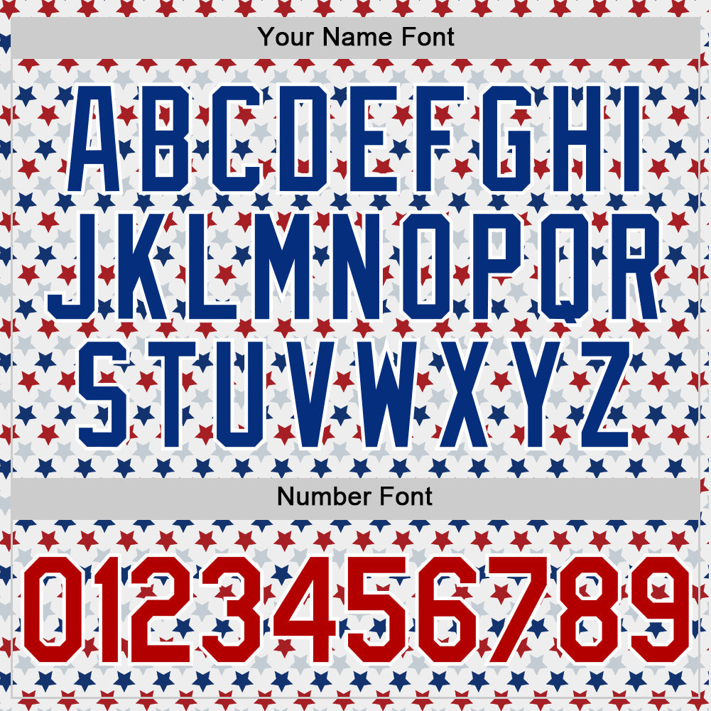 Custom White Red-Royal 3D Pattern Design Star Authentic Baseball Jersey view 5