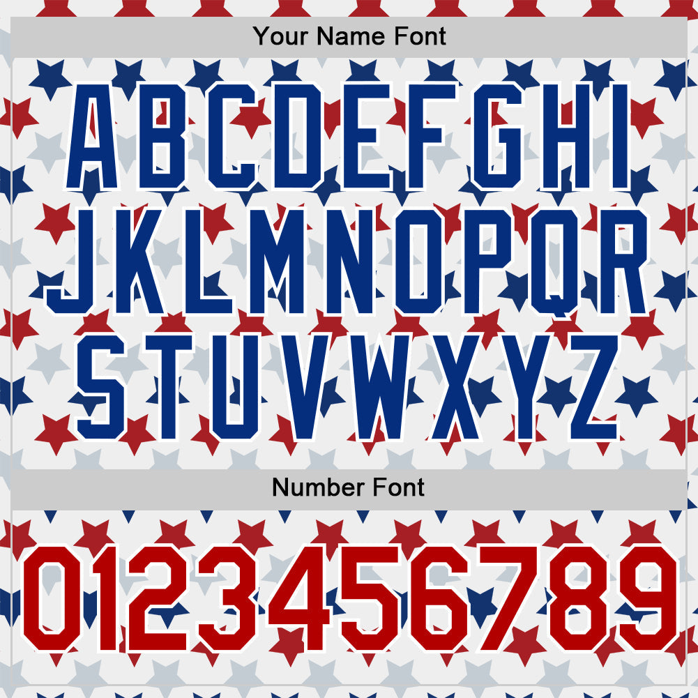 Custom White Red-Royal 3D Pattern Design Star Authentic Baseball Jersey view 5