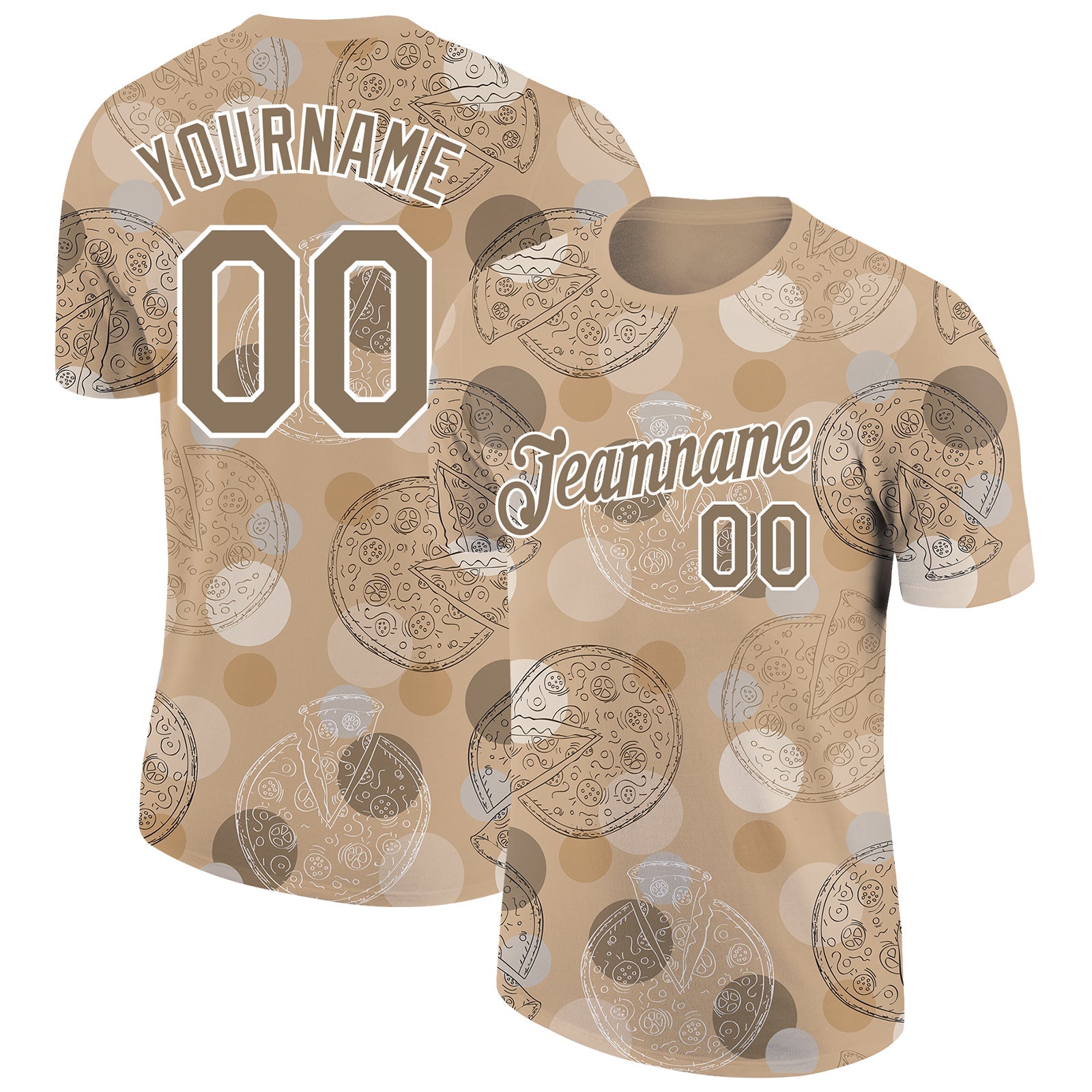 Custom Vegas Gold White 3D Pattern Design Food Pizza Performance T-Shirt - Main View
