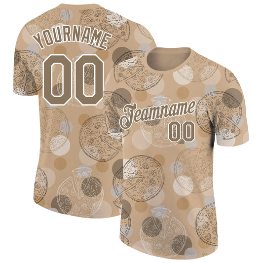 Custom Vegas Gold White 3D Pattern Design Food Pizza Performance T-Shirt - Main View