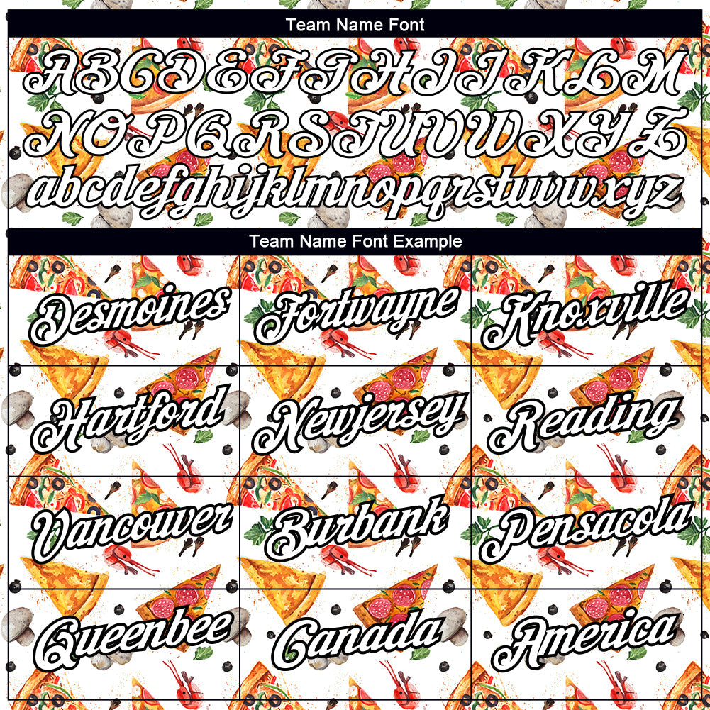 Custom White Black 3D Pattern Design Food Pizza Performance T-Shirt view 3