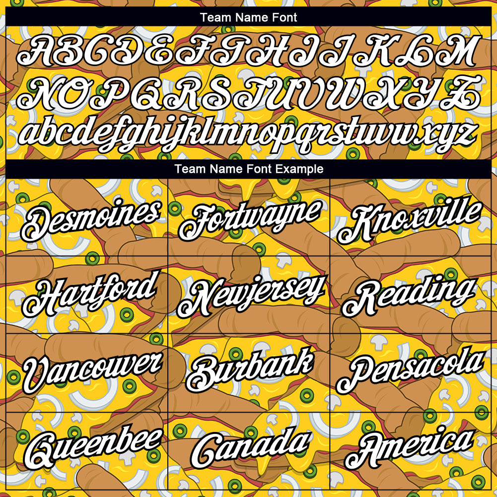 Custom Yellow White-Black 3D Pattern Design Food Pizza Performance T-Shirt view 3