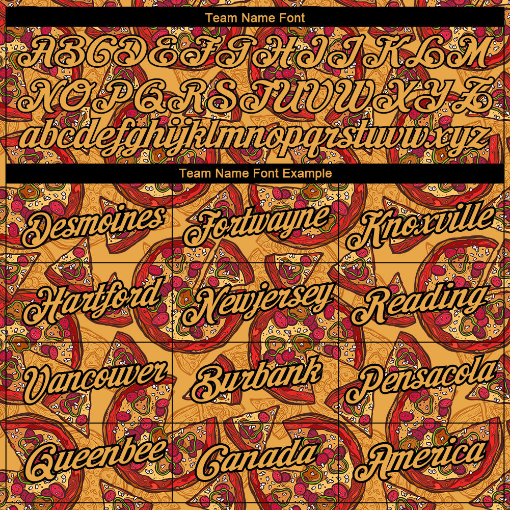 Custom Old Gold Black 3D Pattern Design Food Pizza Performance T-Shirt view 3