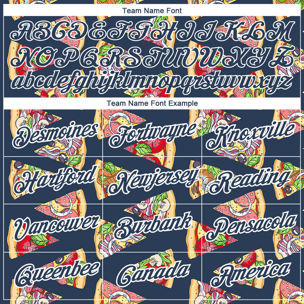 Custom US Navy Blue White 3D Pattern Design Food Pizza Performance T-Shirt view 3