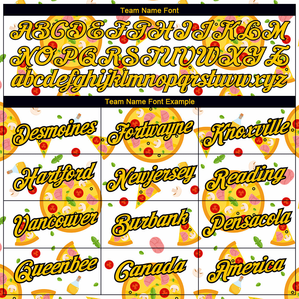 Custom White Yellow-Black 3D Pattern Design Food Pizza Performance T-Shirt view 3