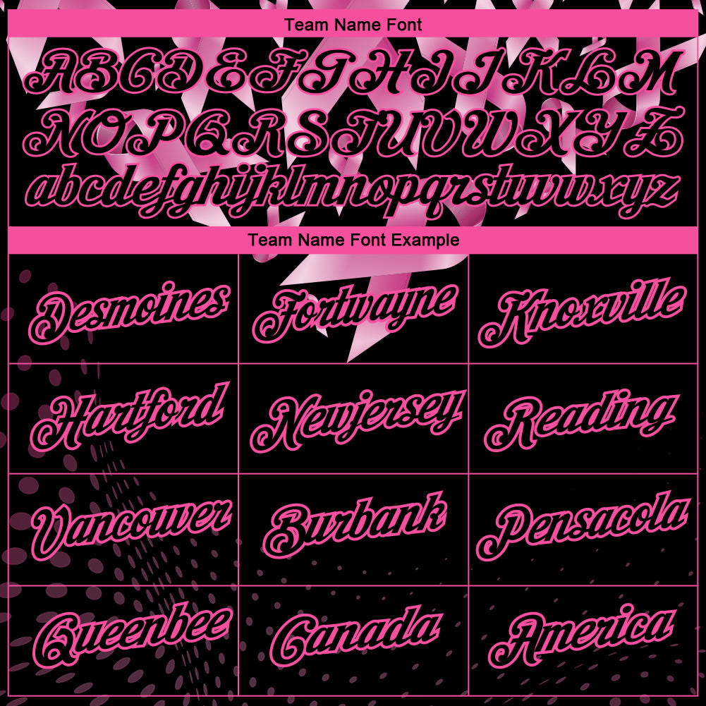 Custom Black Pink 3D Pink Ribbon Breast Cancer Heart Performance T-Shirt view 3